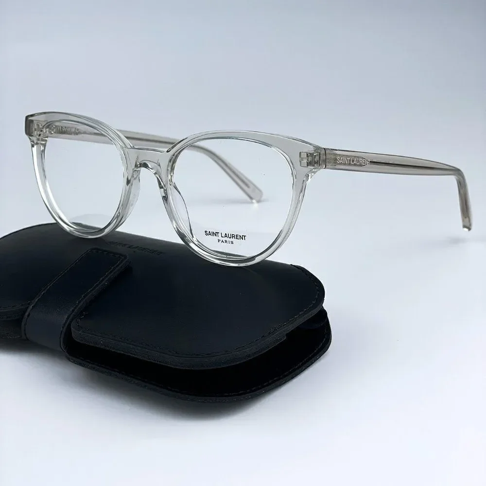 NEW Saint Laurent SL589 003 Beige Clear Oval Women Eyeglasses